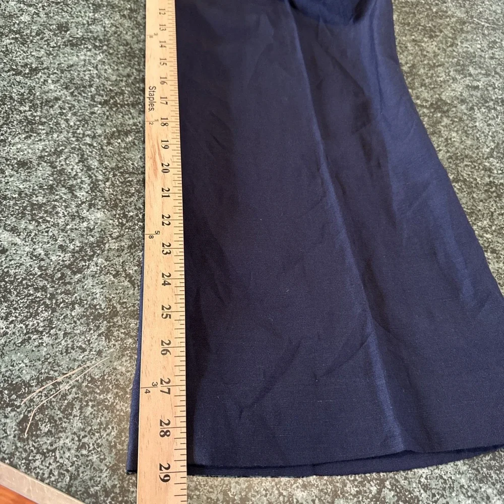 Banana Republic Wide‎ Leg Linen Blend W Sz 12 Blue Flat Front Dress Pants NEW